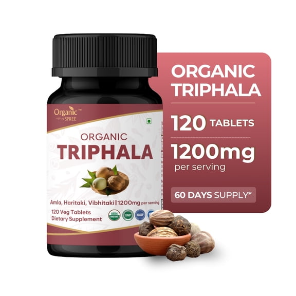 ORGANIC SPREE Triphala 120 Tablets | Amla, Haritaki & Bibhitaki | USDA Organic Certified
