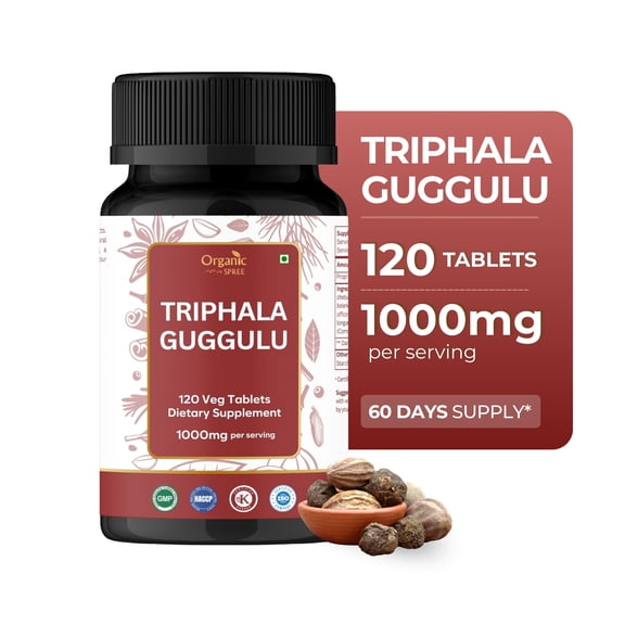 ORGANIC SPREE Triphala Guggulu 120 Tablets - Ayurvedic Formulation - Certified and Vegetarian