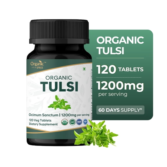 ORGANIC SPREE Tulsi (Holy Basil) 120 Tablets – USDA Organic Certified