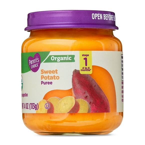 Parent's Choice Organic Stage 1 Baby Food, Sweet Potato Puree, 4 oz Jar