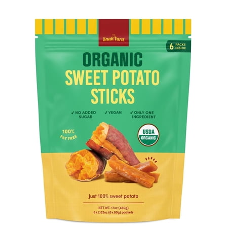 ORGANIC SnakYard Sweet Potato Sticks Vegan, 2.82oz (Pack of 6)