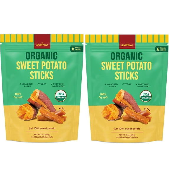 ORGANIC SnakYard Sweet Potato Sticks Vegan,2-Pack, 17.oz Each (2.82oz X 6 per bag)