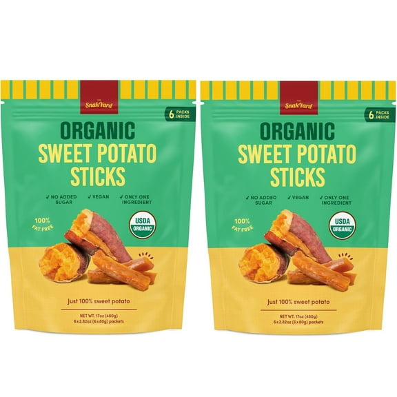 ORGANIC SnakYard Sweet Potato Sticks Vegan,2-Pack, 17.oz Each (2.82oz X 6 per bag)