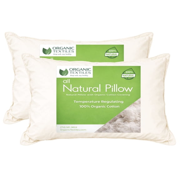 ORGANIC TEXTILES 100% Organic Cotton Pillow with Organic Cotton Cover - GOTS CERTIFIED - Adjustable Loft, Head Neck Pain Relief, Back Side Stomach Sleepers, Bed Pillow - (King) - Pack of 2