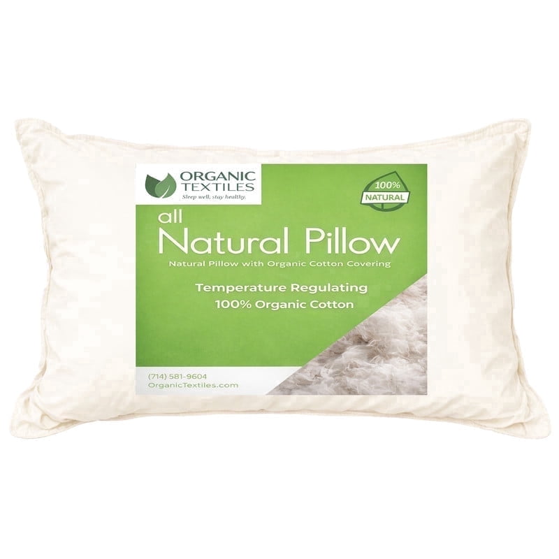 ORGANIC TEXTILES 100% Organic Cotton Pillow with Organic Cotton Cover - GOTS CERTIFIED - Adjustable Loft, Head Neck Pain Relief, Back Side Stomach Sleepers, Bed Pillow - (Travel) - Pack of 1
