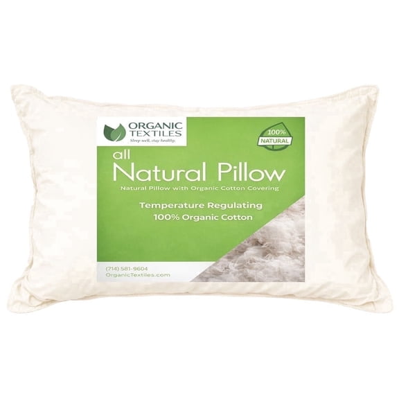 ORGANIC TEXTILES 100% Organic Cotton Pillow with Organic Cotton Cover - GOTS CERTIFIED - Adjustable Loft, Head Neck Pain Relief, Back Side Stomach Sleepers, Bed Pillow - (Travel) - Pack of 1