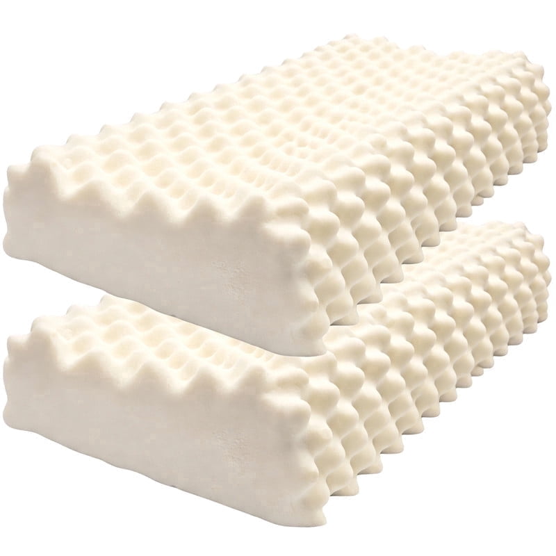 ORGANIC TEXTILES 100% Organic Latex Contour Pillow with Organic Cotton Cover - GOTS & GOLS Certified, Bed Pillow for Sleeping - (Knobby, Medium Firm) - Pack of 2