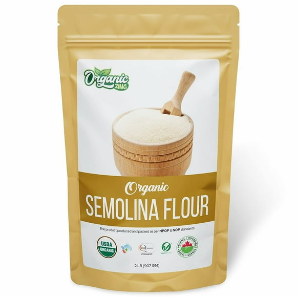 ORGANIC ZING Semolina | 100% Pure and Organic | Rava Powder Organic | Rich in Iron, Magnesium and Vitamin B | Preservative Free Semolia Powder | Product of India - 907 gm (32oz)
