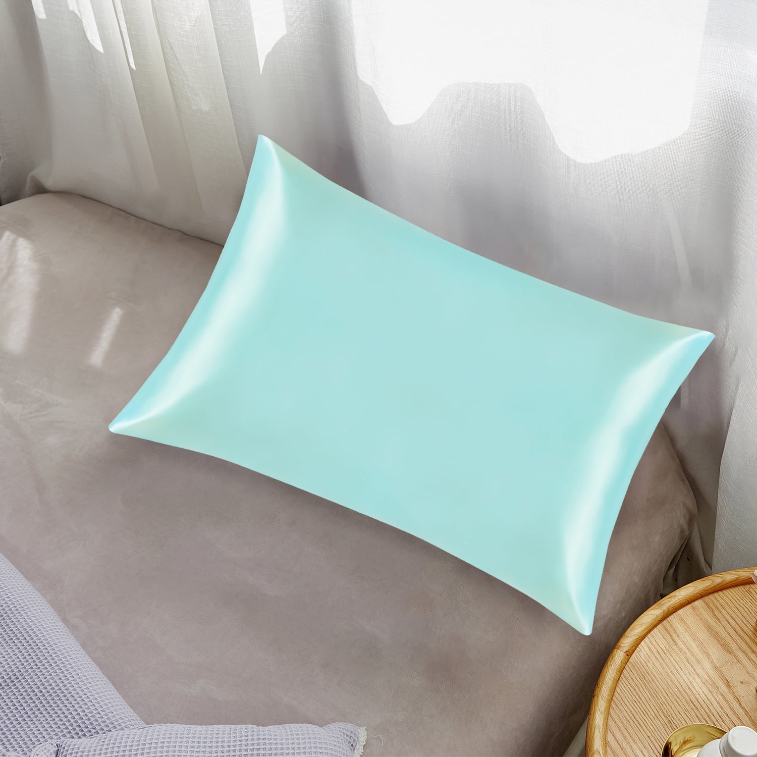 ORGANICTUNE 1 Pack Mulberry Silk King Pillowcase, 20x36 inches, Aqua