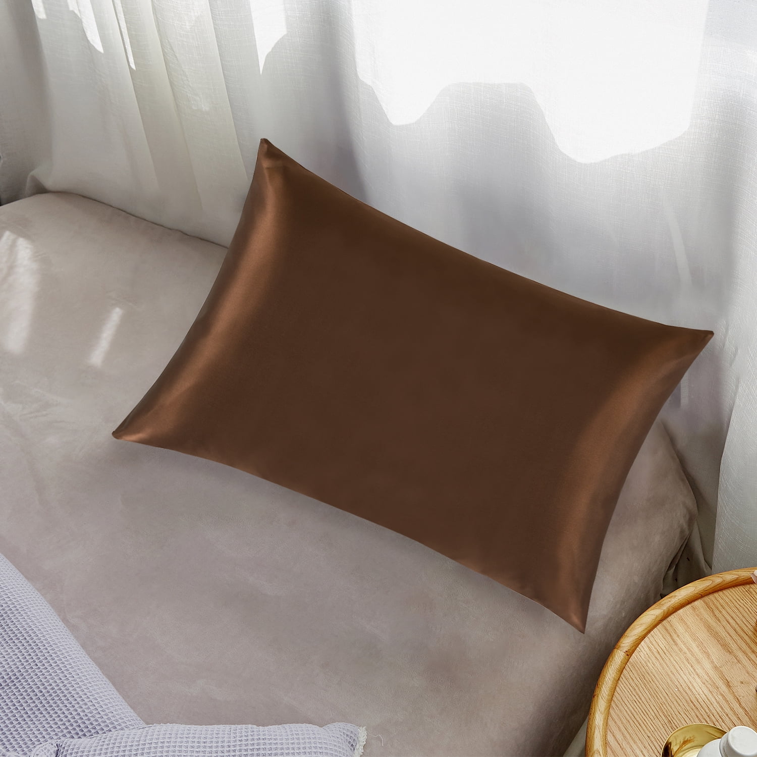 ORGANICTUNE 1 Pack Mulberry Silk King Pillowcase, 20x36 inches, Brown