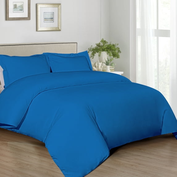 ORGANICTUNE 100% Brushed Microfiber Duvet Cover Set, Super Soft Comforter Cover Set with Hidden Zipper and Pillow Sham, Royal Blue, Twin, 2 Piece