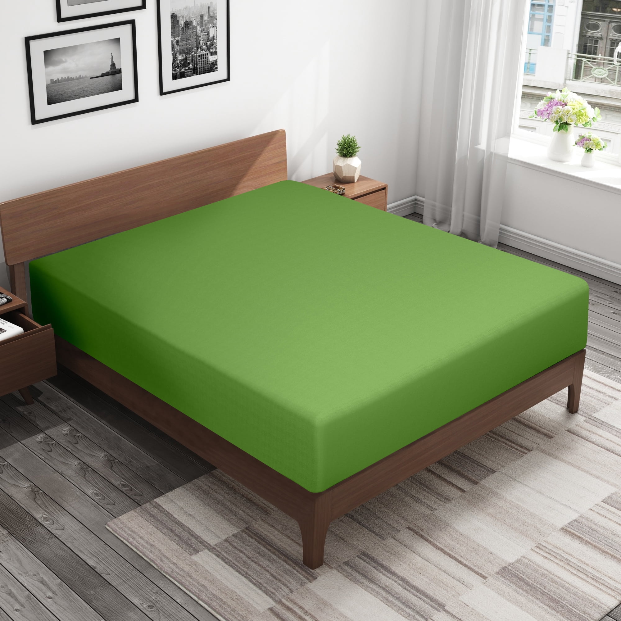 King Bed Green Microfibre Fitted Sheet main image 0