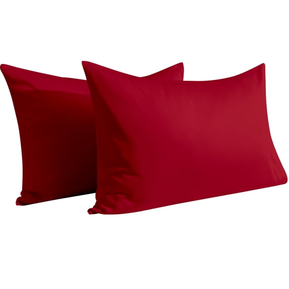 Organictune 500 Thread Count Cotton Pillowcases, Soft and Stain Resistant Envelope Closure Pillow Cases, Red, King, 20" x 36", 2 Pack