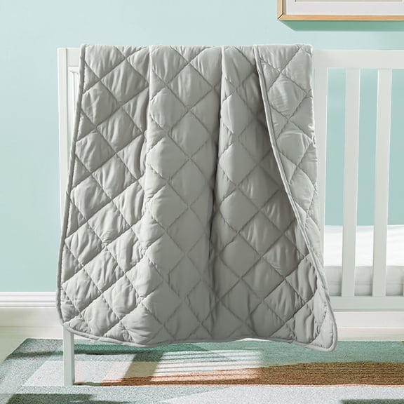 Organictune Microfiber Down Alternative Machine Washable Toddler Comforter, Super Soft and Lightweight Kids Crib Quilted Blanket for Stroller, Travel, Smoke Gray, 39"x47"