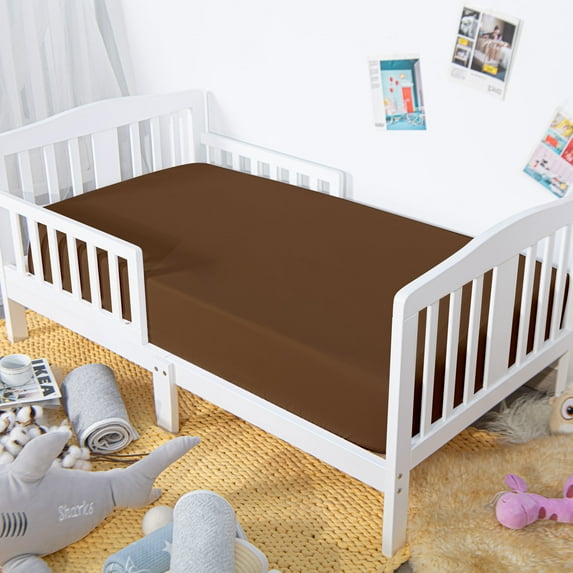 2 Pack Microfiber Easy Care Fitted Crib Sheet, Ultra Soft and Cozy Toddler Sheet for Baby Boys and Girls, Brown, 28" x 52"