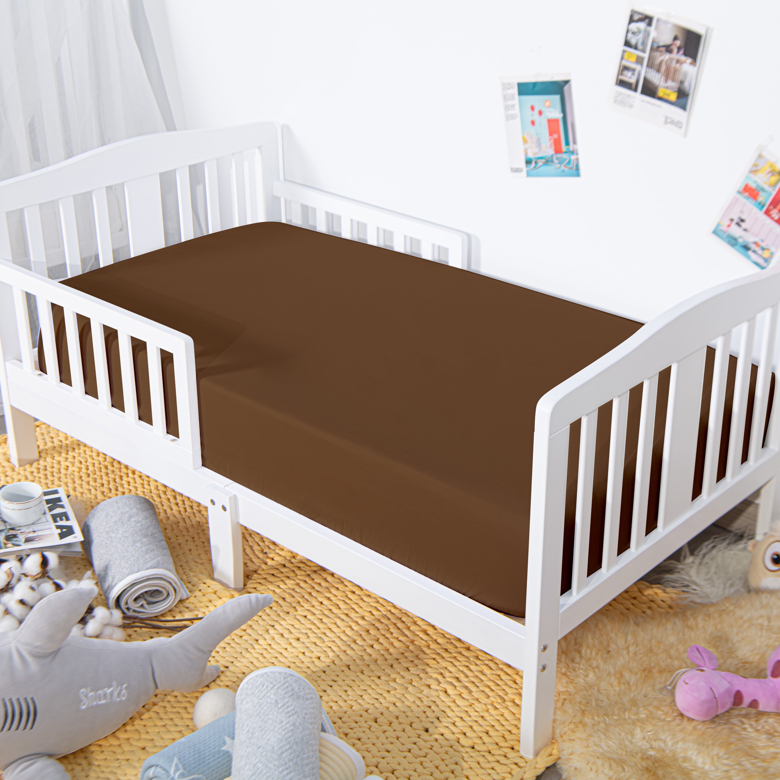 Microfiber Easy Care Fitted Crib Sheet, Ultra Soft and Cozy Toddler Sheet for Baby Boys and Girls, Brown, 28" x 52"