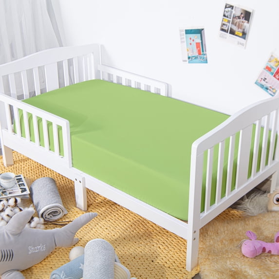 2 Pack Microfiber Easy Care Fitted Crib Sheet, Ultra Soft and Cozy Toddler Sheet for Baby Boys and Girls, Sage Green, 28" x 52"