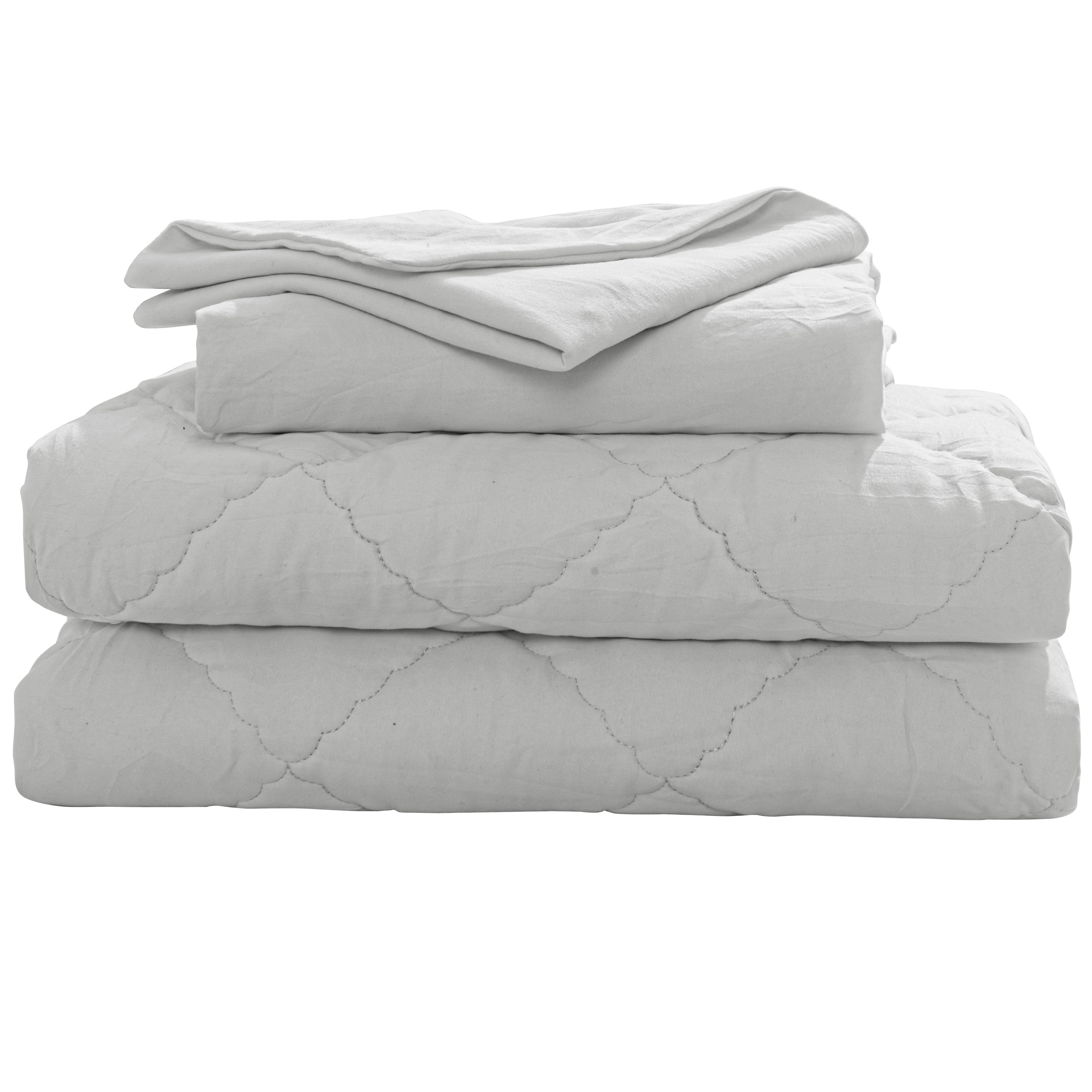 Organictune 4 Piece Microfiber Toddler Bedding Set, Breathable Crib Sheet Set for Boys and Girls, Includes Quilted Comforter, Flat Top Sheet, Fitted Sheet, Envelope Pillowcase, Light Gray