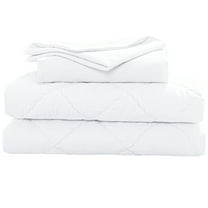 Organictune 4 Piece Microfiber Toddler Bedding Set, Breathable Crib Sheet Set for Boys and Girls, Includes Quilted Comforter, Flat Top Sheet, Fitted Sheet, Envelope Pillowcase, White