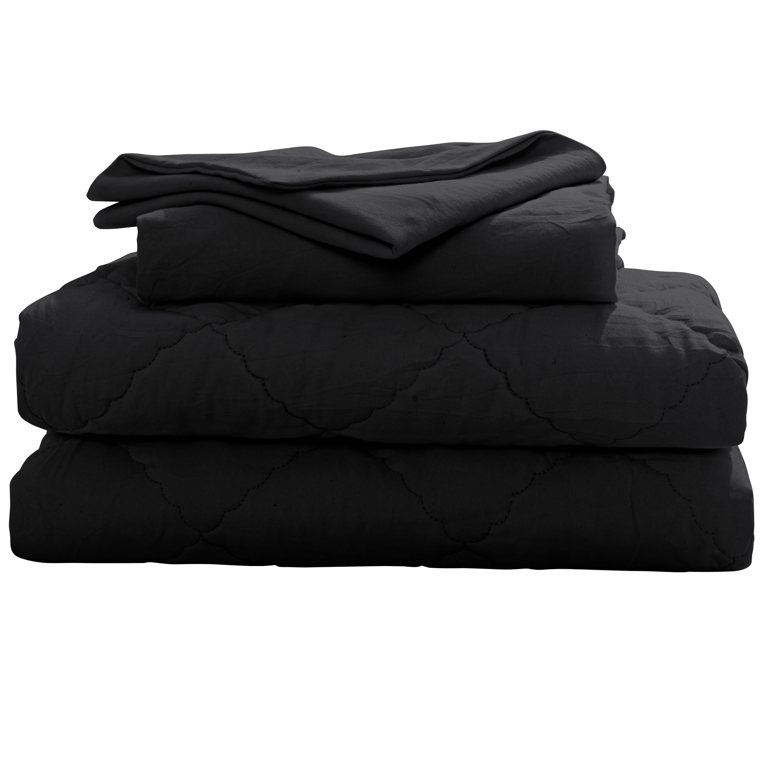 Organictune 4 Piece Microfiber Toddler Bedding Set, Breathable Crib Sheet Set for Boys and Girls, Includes Quilted Comforter, Flat Top Sheet, Fitted Sheet, Envelope Pillowcase, Black