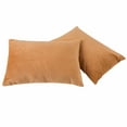 thumbnail image 1 of Organictune 2 Pack Velvet Pillowcases, Ultra Soft and Cozy Luxury Zippered Pillow Cases, Camel, King, 20" x 36", 1 of 5