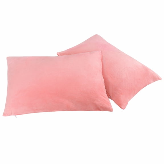 Organictune 2 Pack Velvet Pillowcases, Ultra Soft and Cozy Luxury Zippered Pillow Cases, Pink, Queen, 20" x 30"