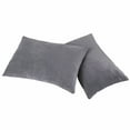 thumbnail image 1 of Organictune 2 Pack Velvet Pillowcases, Ultra Soft and Cozy Luxury Zippered Pillow Cases, Smoky Gray, King, 20" x 36", 1 of 5