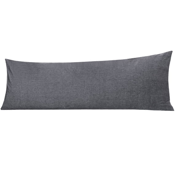 Organictune Washed Cotton Body PillowCase, Breathable Yarn Dyed Body Pillow Cover with Envelope Closure, Dark Gray, 20" x 54"