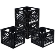 ORGANIZE-IT! Storage Milk Crate, Heavy-Duty Versatile Box Organizers, Black, 4 Pack