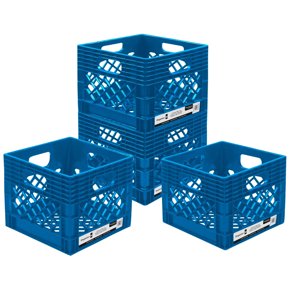 Heavy Duty Plastic Milk Crate Storage Basket Container 24QT Blue 3 Pack Heavy Duty Plastic Milk Crate Storage Basket Container 24QT Blue 3 Pack