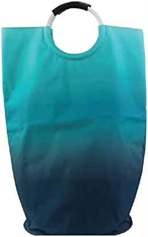 ORGANIZE MY HOME EXTRA LARGE COLLAPSEABLE LAUNDRY HAMPER DURABLE FABRIC PERFECT FOR DORM ROOMS, BEDROOMS, BATHROOMS, COLLEGE, OR KID'S ROOMS (Aqua Ombre)