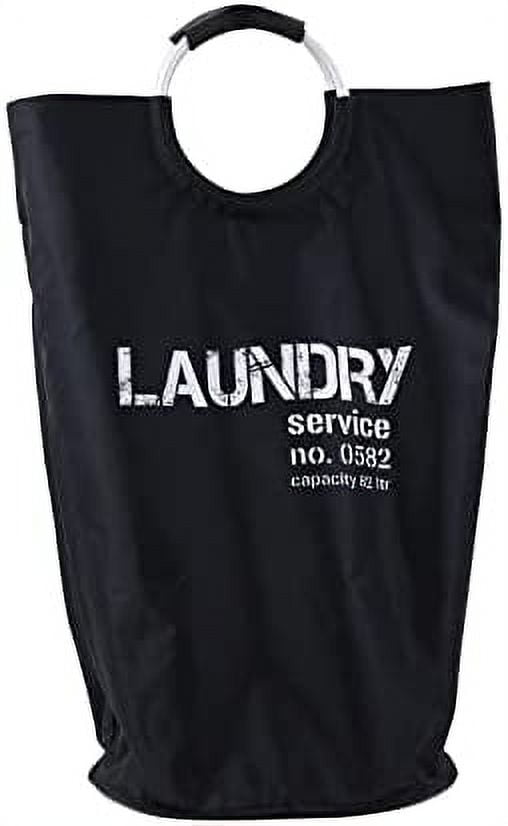 ORGANIZE MY HOME EXTRA LARGE COLLAPSEABLE LAUNDRY HAMPER DURABLE FABRIC PERFECT FOR DORM ROOMS, BEDROOMS, BATHROOMS, COLLEGE, OR KID'S ROOMS (BLACK)