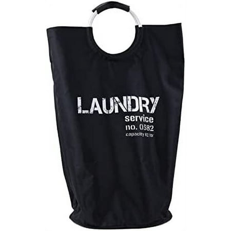 ORGANIZE MY HOME EXTRA LARGE COLLAPSEABLE LAUNDRY HAMPER DURABLE FABRIC PERFECT FOR DORM ROOMS, BEDROOMS, BATHROOMS, COLLEGE, OR KID'S ROOMS (BLACK)