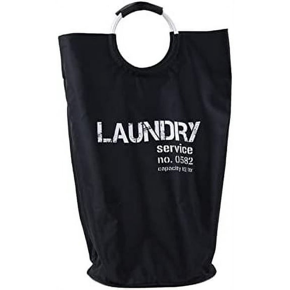 ORGANIZE MY HOME EXTRA LARGE COLLAPSEABLE LAUNDRY HAMPER DURABLE FABRIC PERFECT FOR DORM ROOMS, BEDROOMS, BATHROOMS, COLLEGE, OR KID'S ROOMS (BLACK)
