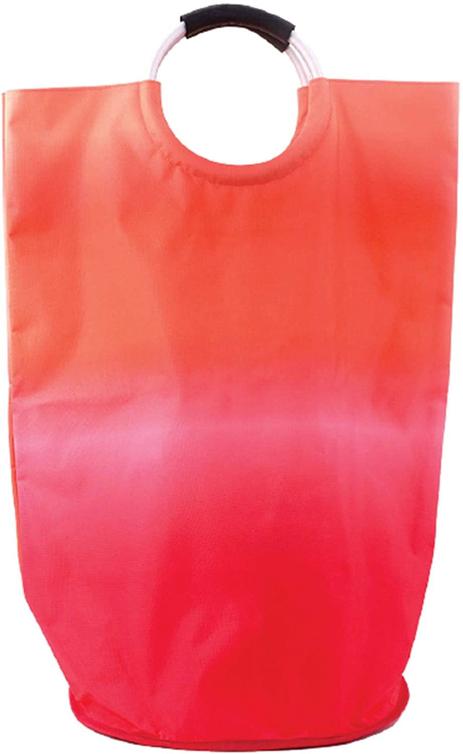 ORGANIZE MY HOME EXTRA LARGE COLLAPSEABLE LAUNDRY HAMPER DURABLE FABRIC PERFECT FOR DORM ROOMS, BEDROOMS, BATHROOMS, COLLEGE, OR KID'S ROOMS (FUCHSIA OMBRE)