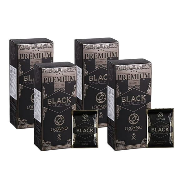 ORGANO Gourmet Black Coffee, 100% Certified Ganoderma Lucidum (30 sachets) - 4 Pack