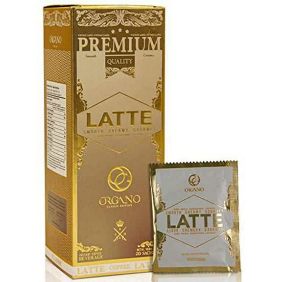 ORGANO Gourmet Cafe Latte,100% Certified Ganoderma Lucidum (1 Box of 20 Sachets)