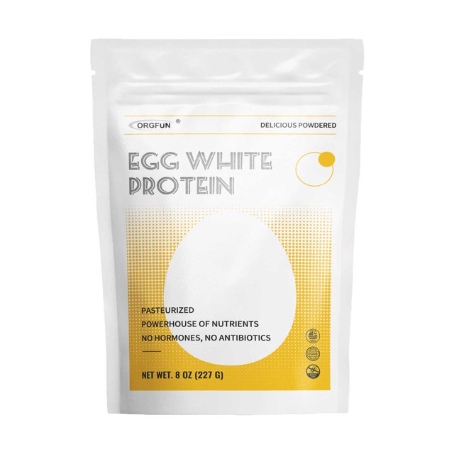 ORGFUN Egg White Powder 8 Oz, Pasteurized Egg White Powder, GlutenFree
