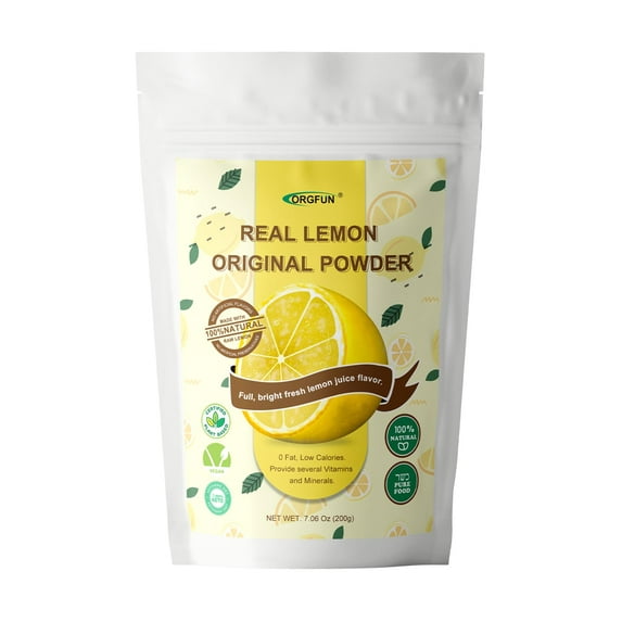 ORGFUN Original Lemon Powder, BDF32 Freeze Dried Lemon Juice Powder, Great for Beverages, Smoothies, Baking 7.06 Oz