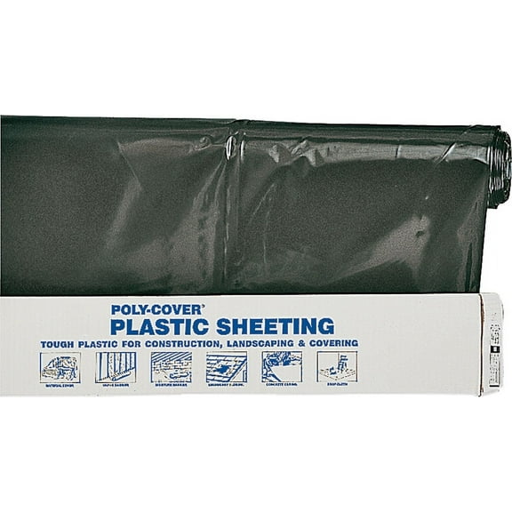 Orgill Poly 6X8-B Poly Film, 100 ft L, 8 ft W, Black