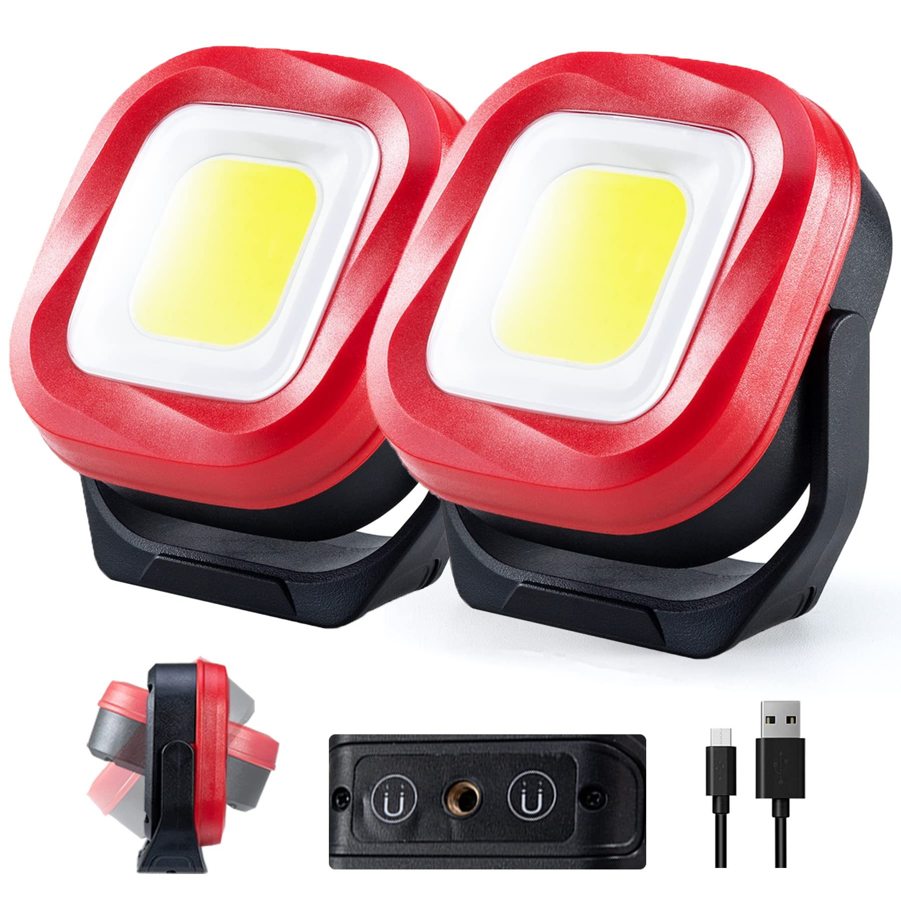 LED Work Light Rechargeable, Keychain Work Light 2pack 1000 Lumens 6 Lighting Model Magnetic Mini Flashlight For Job Site, Car Repairing, Camping, Night Working, Running - View #6