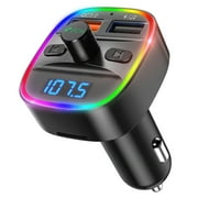 ORIA Bluetooth V5.0 FM Transmitter for Car, 7 RGB Color LED Backlit Radio Transmitter