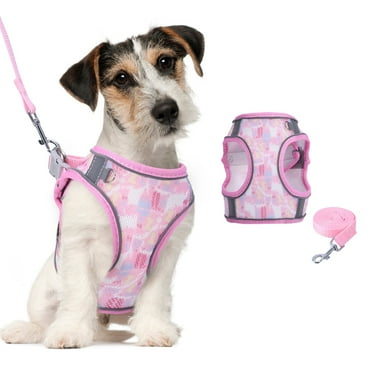 ORIA Cat & Dog Harness and Leash for Walking, Escape Proof Soft Adjustable Vest Harnesses for Cats, Easy Control Breathable Reflective Strips Jacket, Pink(S)