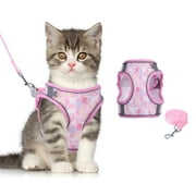 ORIA Cat & Dog Harness and Leash for Walking, Escape Proof Soft Adjustable Vest Harnesses for Cats, Easy Control Breathable Reflective Strips Jacket, Pink(XS)