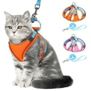 ORIA Cat Harness and Leash for Walking, Escape Proof Adjustable Cat Vest Harnesses, Easy Control Breathable Reflective Strips Jacket, Soft Harness for Puppy Small Medium Large Cats, Orange(XS)