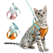 ORIA Cat Harness and Leash for Walking, Pet Harness, Soft Adjustable Vest Harnesses with Reflective Strips and Chest Strap, Easy Control Breathable Jacket for Dog Cat, Orange, XS
