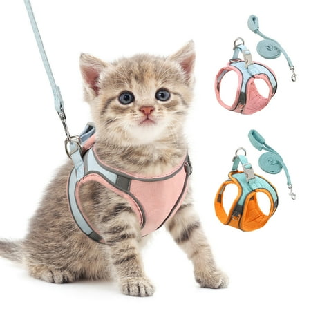 ORIA Cat Harness and Leash for Walking, Pet Harness, Soft Adjustable Vest Harnesses with Reflective Strips and Chest Strap, Easy Control Breathable Jacket for Dog Cat, Pink, XXS