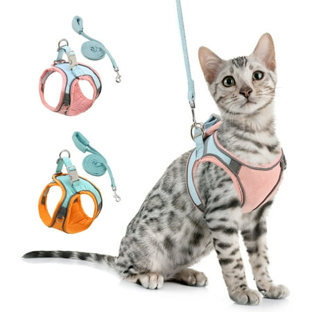 ORIA Cat Harness and Leash for Walking, Pet Harness, Soft Adjustable Vest Harnesses with Reflective Strips and Chest Strap, Easy Control Breathable Jacket for Dog Cat, Pink, XS