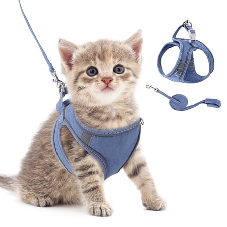 ORIA Cat Harness and Leash for Walking, Pet Harness, Soft Adjustable Vest Harnesses with Reflective Strips and Chest Strap, Easy Control Breathable Jacket for Dog Cat, Blue, XXS