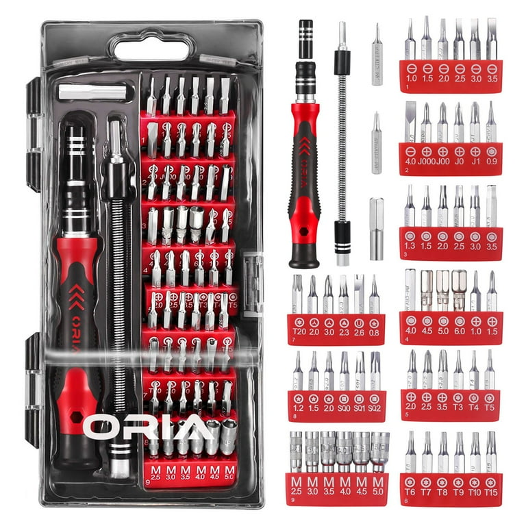 ORIA Precision Screwdriver Kit 60 in 1 with 56 Bits Screwdriver Set Magnetic Driver Kit Red